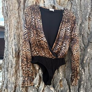 Leopard Print Long Sleeve Bodysuit